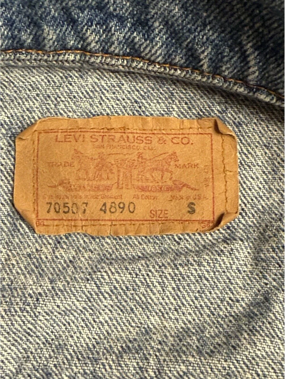 Levi Strauss Denim Trucker Jacket Blue Vintage 90s Size S 70507 4890 Type 3